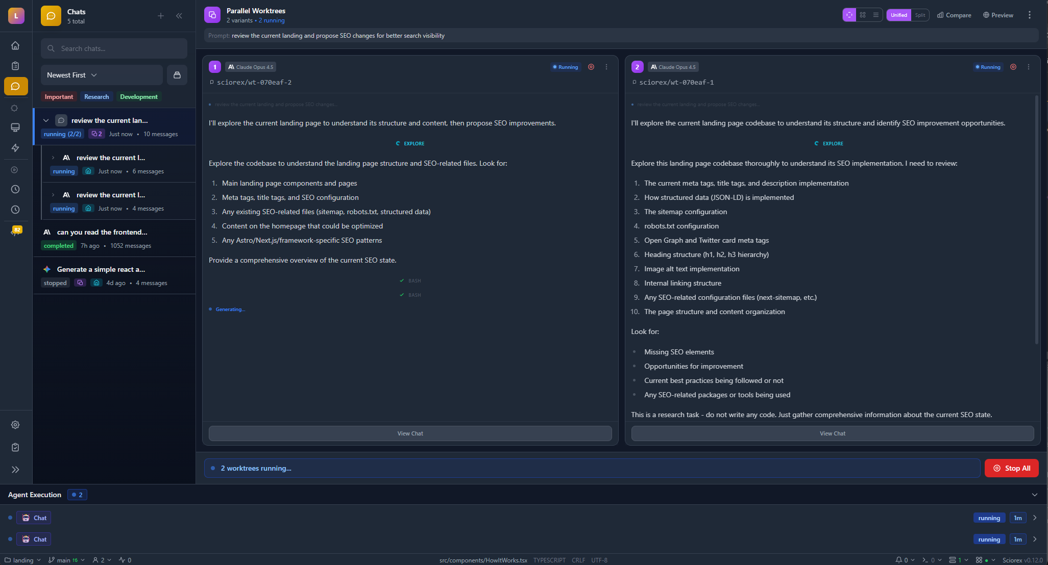 Worktree management view
